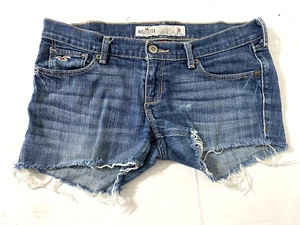 Hollister Laguna Skinny Med Wash Daisy Duke CUTOFF Denim Shorts - Size 3R - Picture 1 of 5