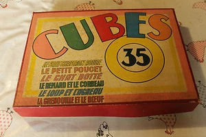 ancienne boite de 35 cubes ( jeux jouet ancien ) contes et fable - Imagen 1 de 7