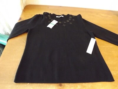 NUEVO Mercer Street Studio JERSEY NEGRO SUÉTER TALLA PETITE GRANDE RET40 NUEVO CON ETIQUETAS Foto 1 de 4