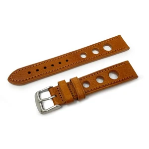 Fauve Marron Cuir Racing Bracelet Montre Grand Prix Rally de Remplacement - Picture 1 of 2