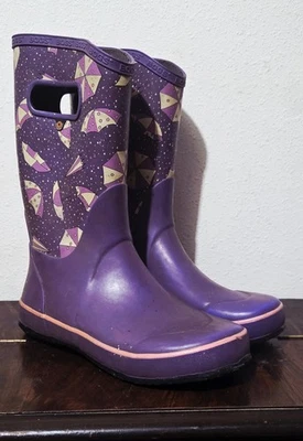 Botas de goma Bogs Kids púrpura Poka Dot paraguas talla 8 Foto 1 de 3