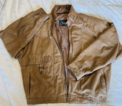 J. Walden Men’s Brown Genuine Leather Jacket Size 44 Vintage Moto Bomber Style  - Image 1 of 4
