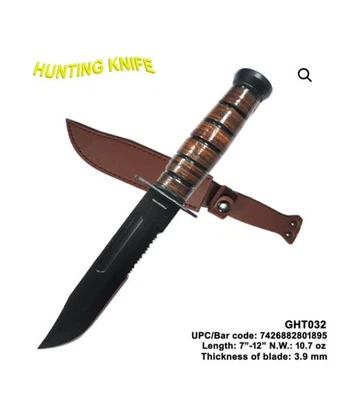 12” Hunting knife  U.S.C. Kabar military style leather  handle - Image 1 of 4