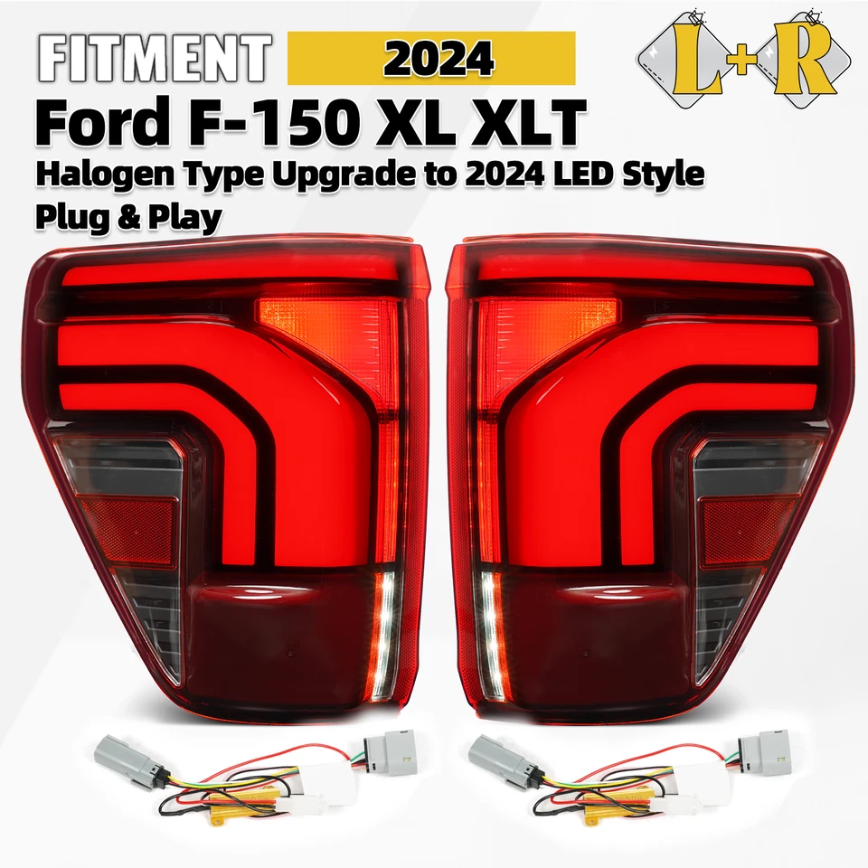 Halogen Upgrade LED Tail Lights For 2024 Ford F-150 XL XLT Left+Right Brake Lamp Foto 1 de 4