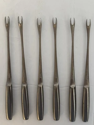 Stainless Steel Cocktail Forks / Seafood Picks Italy 4.5 Inches Set Of 6 VTG MCM - Image 1 of 4