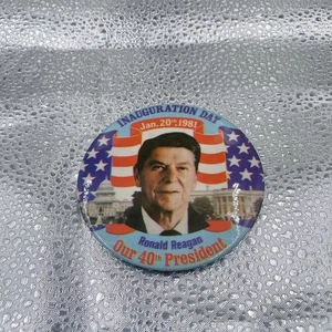 1981 RONALD REAGAN INAUGURATION DAY BUTTON PINBACK PIN 40th PREZ 3-1/4" ROUND - Picture 1 of 2