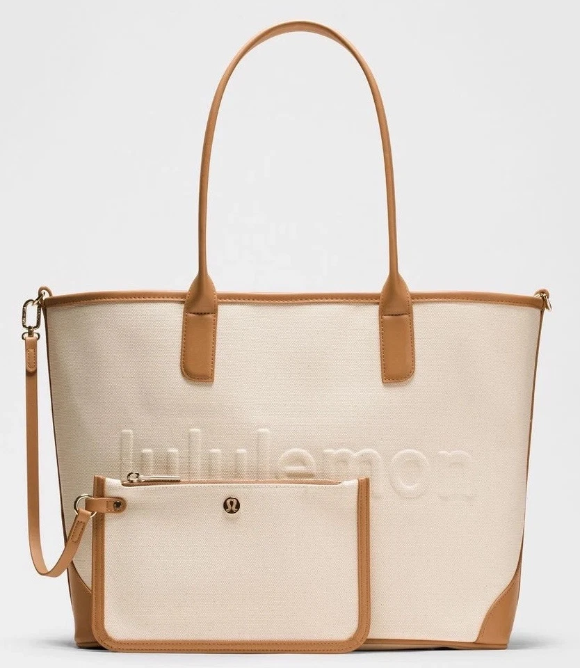 LULULEMON CLASSIC CANVAS TOTE BAG 16L NATURAL/BROWN NWT - Image 1 of 4
