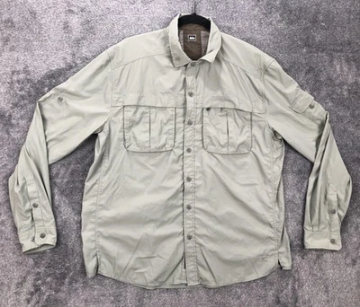 Рубашка мужская большая серая нейлоновая с длинным рукавом вентилируемая солнцем для активного отдыха походов рыбалки - Изображение 1 из 4