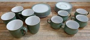 22x Denby Regency Green Stoneware Tea Set inc Coffee Mugs, Tea Cups & Saucers - Picture 1 of 22