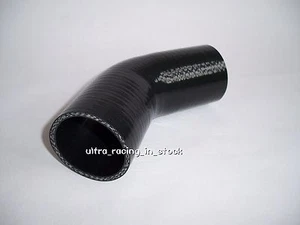 1 1/2" to 2" inch 38mm - 51mm  45 degree Silicone Hose Coupler Elbow Pipe Black - Picture 1 of 1