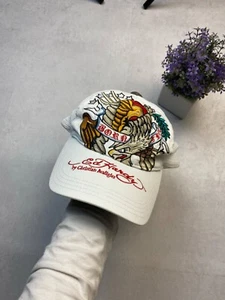 Mens Vintage Ed Hardy Christian Audigier Snapback Cap Hat White One Size - Picture 1 of 17