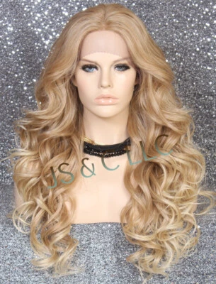 Peluca frontal de encaje completo mezcla rubia rizada mezcla cabello humano RSA 27/613 Foto 1 de 4