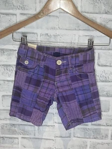 NWT GAP KIDS GAPKIDS GIRLS 5 PATCHWORK BERMUDA SHORTS PURPLE PLAID CHECKERS  - Picture 1 of 2