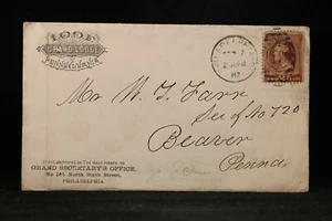 Pa: Philadelphia 1887 IOOF Grand Lodge Cover + Ornate Letter to Beaver, Pa - Bild 1 von 3