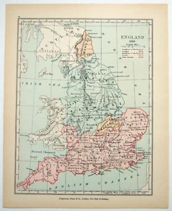 England in the Year 1065 - Vintage Longmans Map - Picture 1 of 2