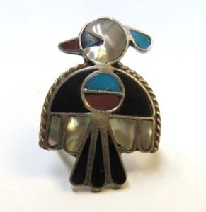 Silver 925 RING BIRD-Pearl, onyx & stone of turquoise Size- 5.0 (4.4 g) - Picture 1 of 5