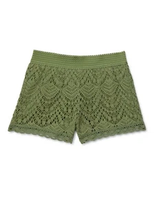 Wonder Nation Girls Crochet Shorts, Terrace Green - Picture 1 of 4