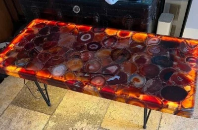 4'x2' Red Agate Stone Dining Table Countertop Kitchen Slab Luxury Cafeteria Deco - Image 1 of 4