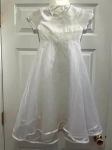 Holy Communion Girls Dress in Chiffon and Satin by Bonnie Jean Size 7 GUC!! - Picture 1 of 5