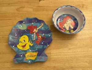 Vintage Disney 1990s The Little Mermaid BOWL & PLATE Set - Zak Designs - Picture 1 of 19