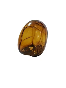 OOAK einzigartig Bernstein Handwerk mundgeblasen Kunst Glas Blase Kugel Briefbeschwerer Dekor - Bild 1 von 7