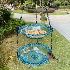New Bird Flower Shaped Hanging Bird Feeder Birdbath for Garden Yard Farm Supplie - Picture 1 of 12