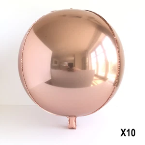 10 x 18" Sphere Orb Round Balloons Rose Gold Wedding Party Balloons WOW - Picture 1 of 3