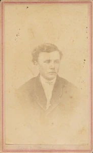 CDV Antique Photo Carte Visite Identified ID'd Young Man Isaac Yush? Big Frown - Picture 1 of 5