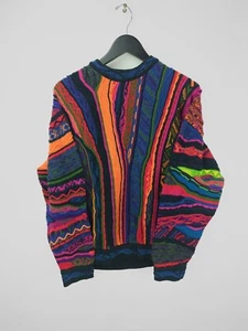 AUTHENTIC COOGI Men's Sz S 1990s Cotton Knit Sweater Orange Blue Pullover - Picture 1 of 8