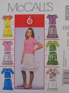 McCALLS PATTERN M5038 GIRLS' SHRUGS, TANK TOP & SKIRTS SZ 7-8-10 UNCUT - Picture 1 of 2