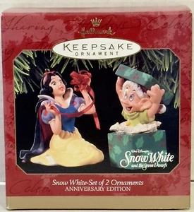Hallmark Keepsake Disney Snow White Set of 2 Ornaments Anniversary Edition 1997 - Picture 1 of 11