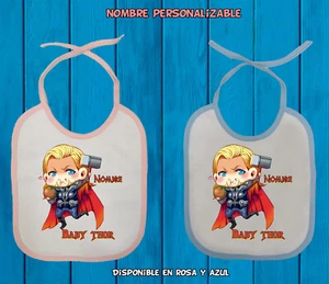 BABERO BABY THOR NOMBRE PERSONALIZABLE DISPONIBLE AZUL O ROSA - Bild 1 von 1
