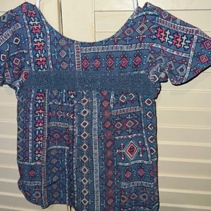 Arizona jean company size 5T southwestern print BoHo short sleeve shirt - Picture 1 of 4