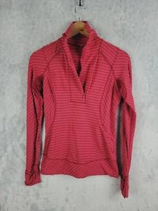 Lululemon 1/4 Zip Pullover Women Size 6 Striped Stretch Think Fast - Picture 1 of 12