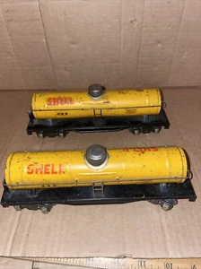 2 VINTAGE AMERICAN FLYER #480 O GAUGE SHELL ORANGE TANK CARS - Picture 1 of 11