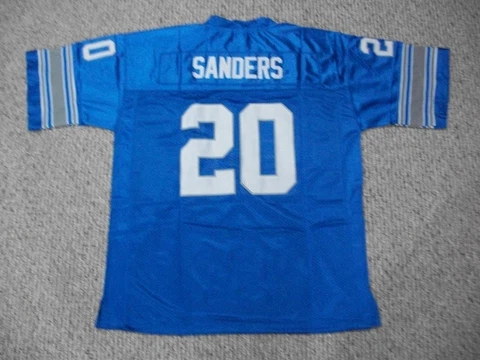 BARRY SANDERS Unsigned Custom Detroit Blue Sewn New Football Jersey Sizes S-3XL Cover