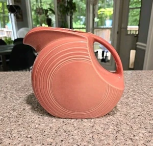 Retired FiestaWare Fiesta Vintage Large Disc Pitcher Pink Rose - 64 Oz - Picture 1 of 10