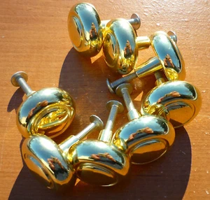 LOT OF 8 allen + roth Gold Brass Colored Round Cabinet Knob Pull 1-1/8" - Picture 1 of 4