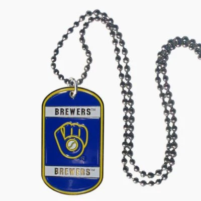 Milwaukee Brewers Metal Dog Tag Necklace MLB Licensed Baseball Jewelry - Image 1 of 3