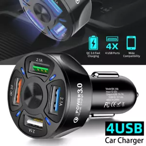 Car Charger USB Fast Charging QC3.0 Cigarette Lighter Adapter for iPhone Android - Picture 1 of 8