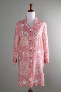 CONNIE ROBERSON $348 Medallion Print Long 100% Linen Jacket Top Size Small - Picture 1 of 6