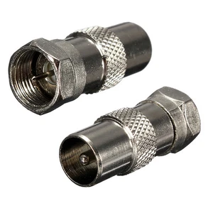 Silver F Male Connector To TV Aerial Male Plug Adaptor RF Coax Coaxial Converter - Picture 1 of 6
