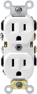 Leviton S02-0CR15-0WS White 15A 125V Narrow Straight Blade Duplex Receptacle - Picture 1 of 1