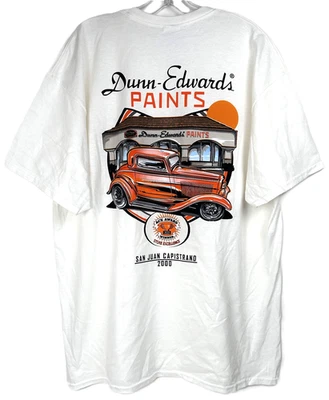 Camiseta Dunn-Edwards Paints 1932 Ford "Deuce" Cupé Bolsillo Blanco Talla XL NUEVA CON ETIQUETAS Foto 1 de 4