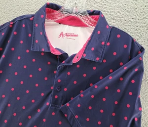 Royal & Awesome Polo Golf Camicia Uomo Grande Blu Navy Rosa Pois Elasticizzata - Foto 1 di 13