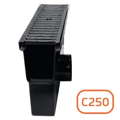 DOMELO Einlaufkasten Gussrost 14,8 cm C 250 Sinkkasten Bodenablauf