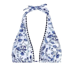 Bikini Top Women’s Floral Shell Stitch V Neck Bathing Suits Swimsuit Top Only B1 - Picture 1 of 8
