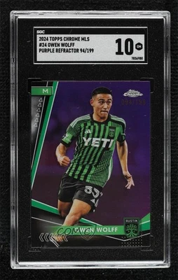 2024 Topps Chrome MLS Purple Refractor 94/199 Owen Wolff #24 SGC 10 GEM - Image 1 of 3