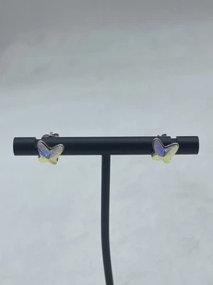 Angel Nina Women's Butterfly Earrings Clear/Sterling Silver 925 - Image 1 of 4