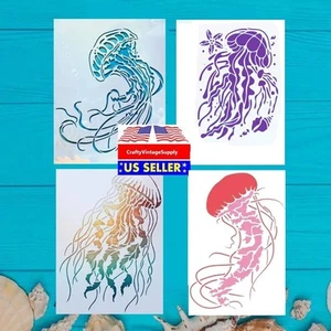 Juego de 4 plantillas de artesanía serie océano de medusas ENVÍO GRATUITO 11,5" X 8" - Imagen 1 de 2